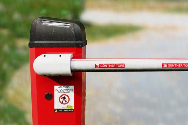 Aufkleber Achtung automatische Schranke