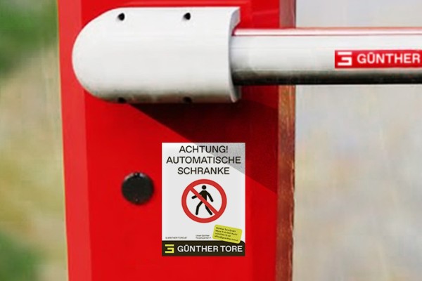Aufkleber Achtung automatische Schranke